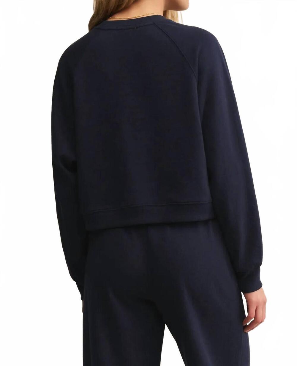 NEW Z SUPPLY crop out sweatshirt in blue sapphire - Picture 3 of 3